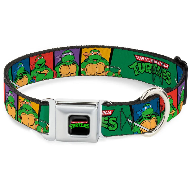 Classic TEENAGE MUTANT NINJA TURTLES Logo Seatbelt Buckle Collar - Classic TEENAGE MUTANT NINJA TURTLES Group Pose3/TMNT Logo Green/Multi Color