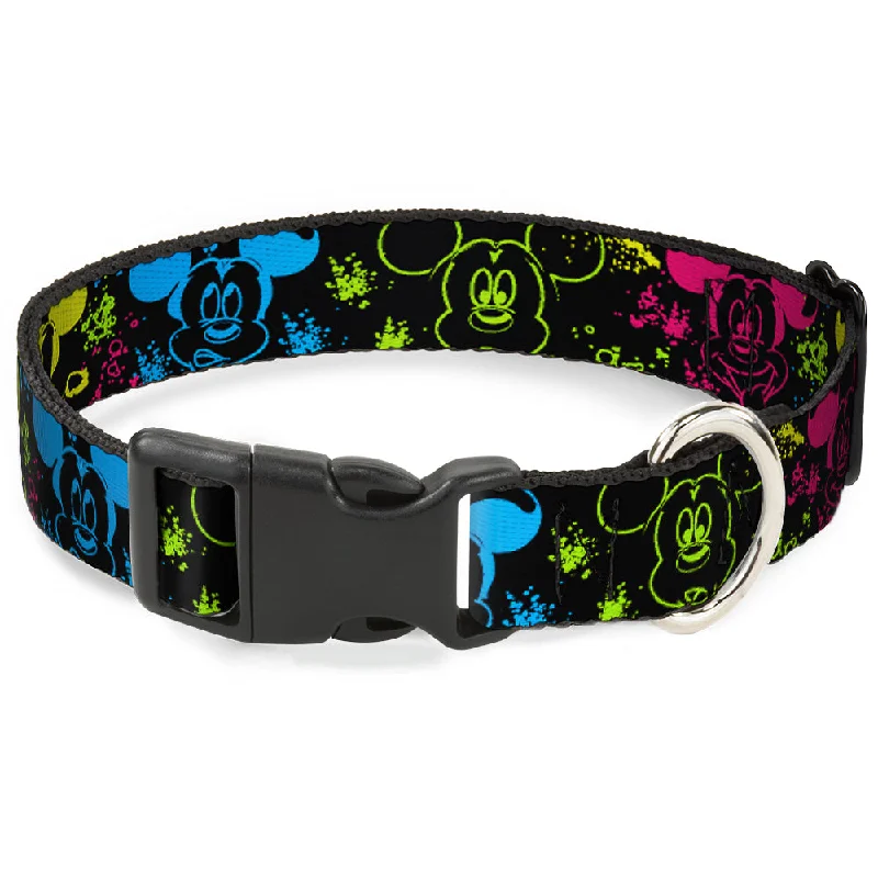 Plastic Clip Collar - Mickey Expressions/Paint Splatter Black/Multi Neon