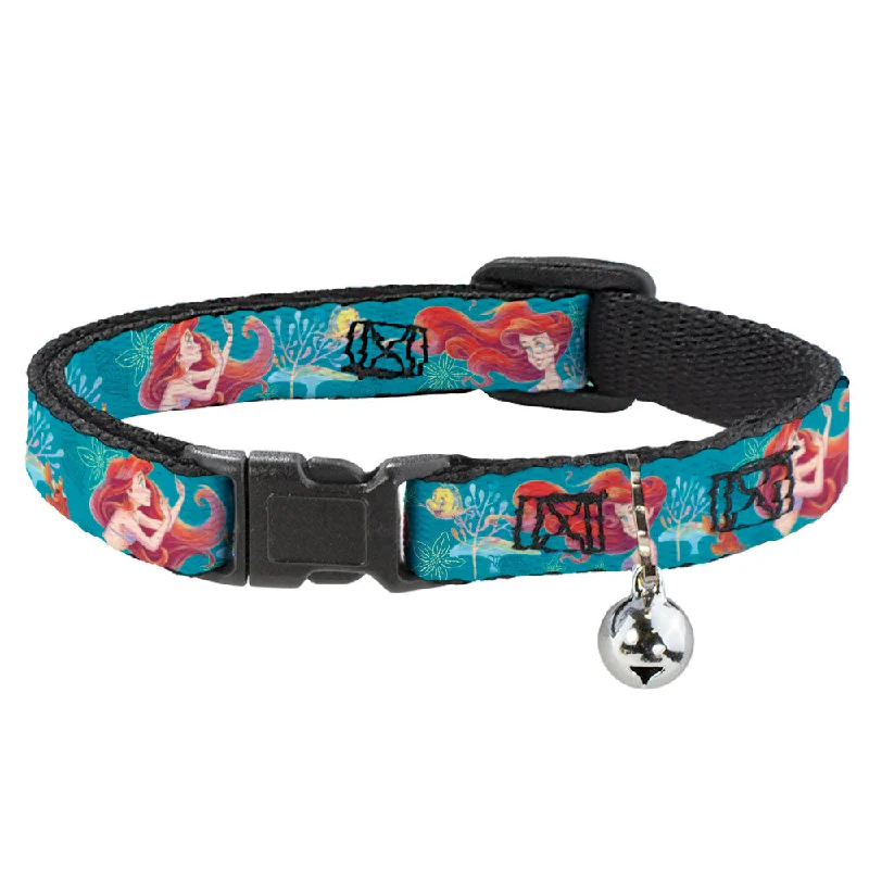 Cat Collar Breakaway with Bell - The Little Mermaid Flounder and Sebastian Under the Sea Greens