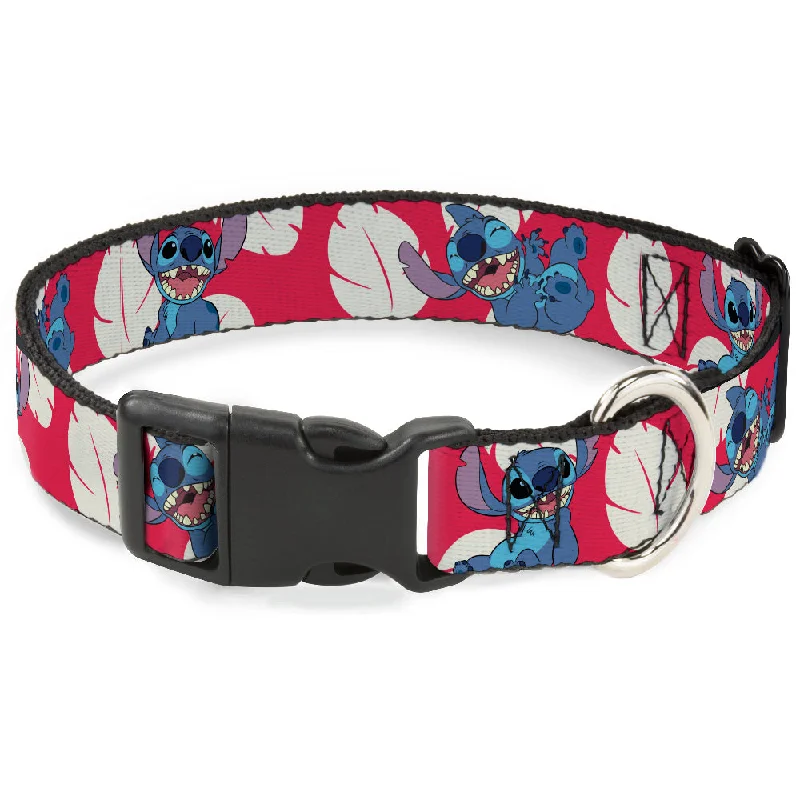 Plastic Clip Collar - Lilo & Stitch Stitch 4-Poses/Lilo Dress Leaves Red/Ivory