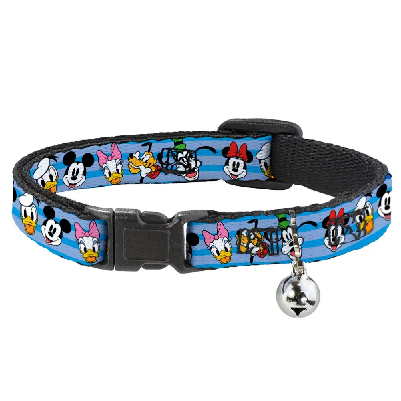 Cat Collar Breakaway with Bell - Disney The Sensational Six Smiling Faces Stripe Blues