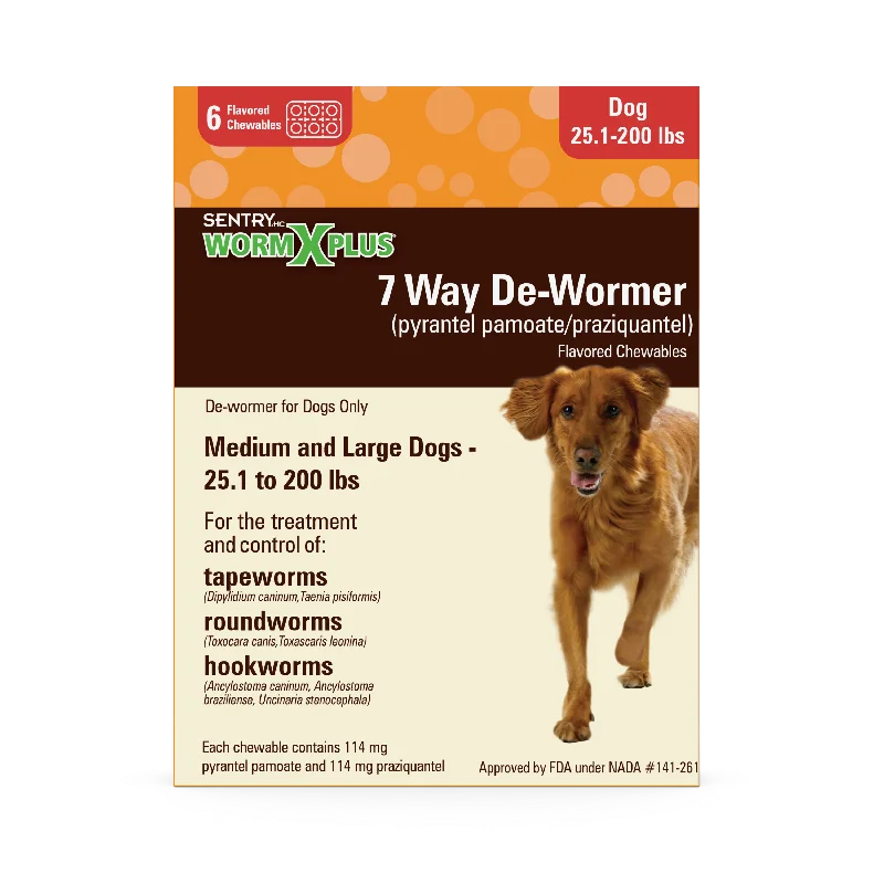 Sentry WormX Plus 7 Way DeWormer Dog Lrg 6CT