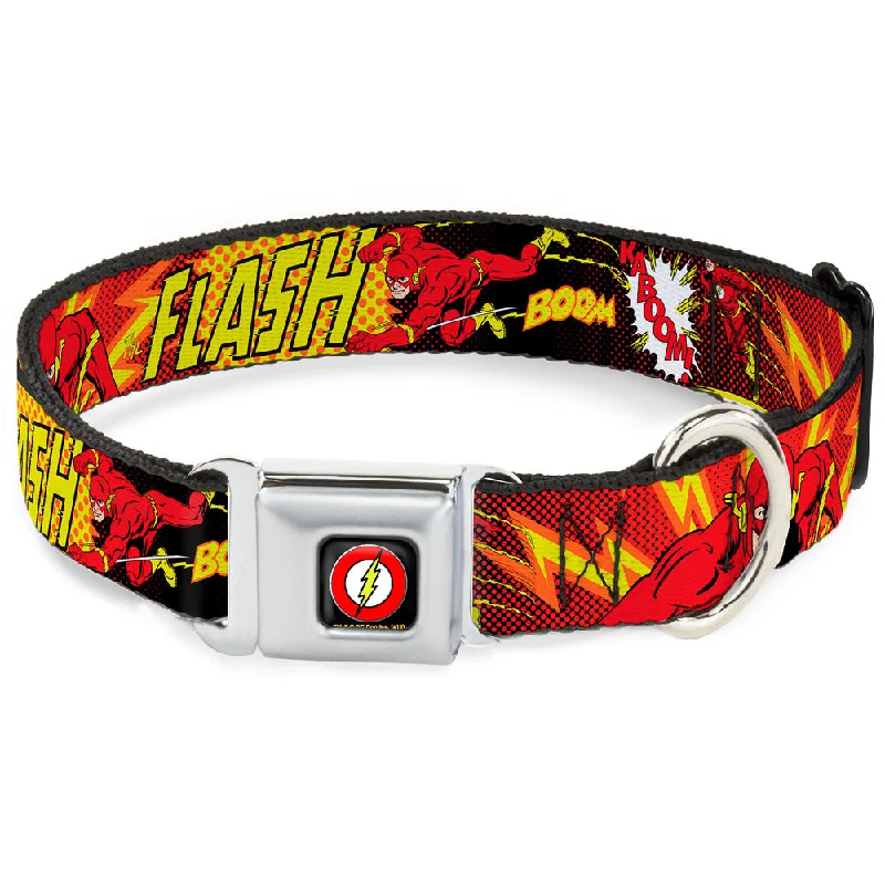 Flash Logo Black Seatbelt Buckle Collar - The Flash BOOM-KABOOM!