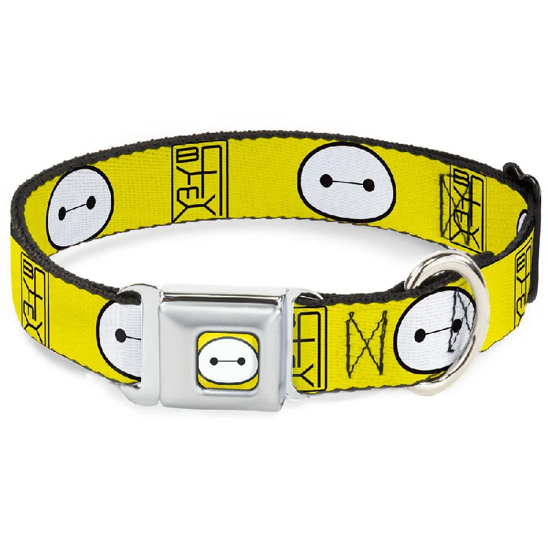 Baymax Face Full Color Yellow Black White Seatbelt Buckle Collar - BAYMAX Hanko/Face Yellow/Black/White