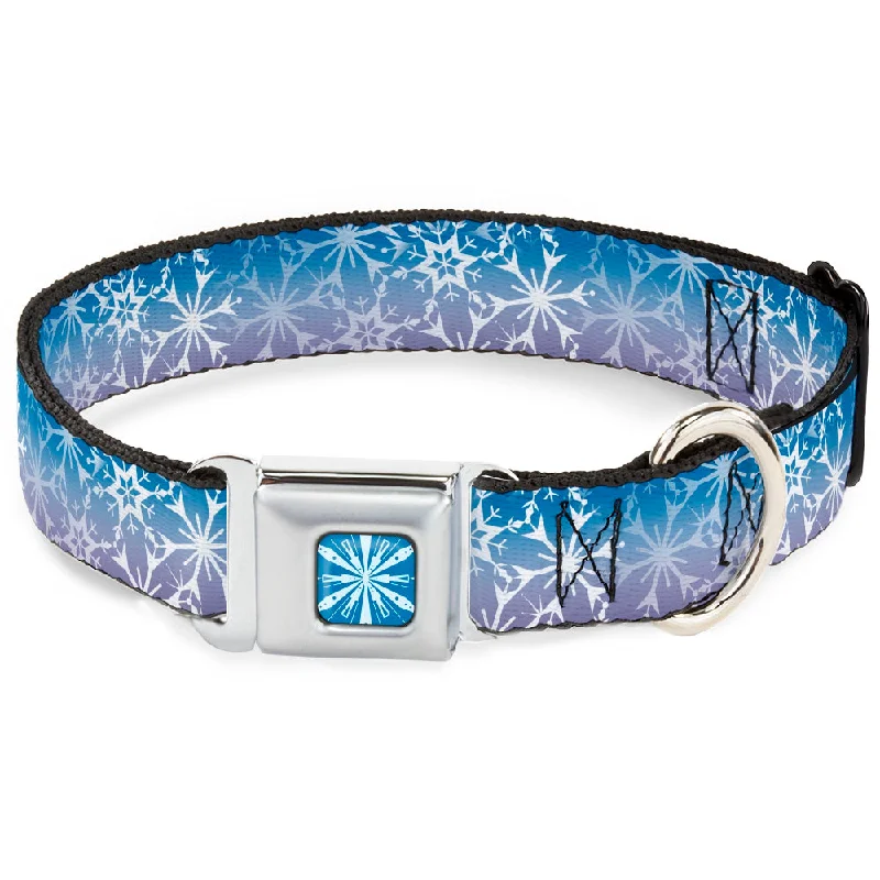 Frozen II Snowflake Full Color Blue/White Seatbelt Buckle Collar - Frozen II Snowflakes Blues/Purples/White