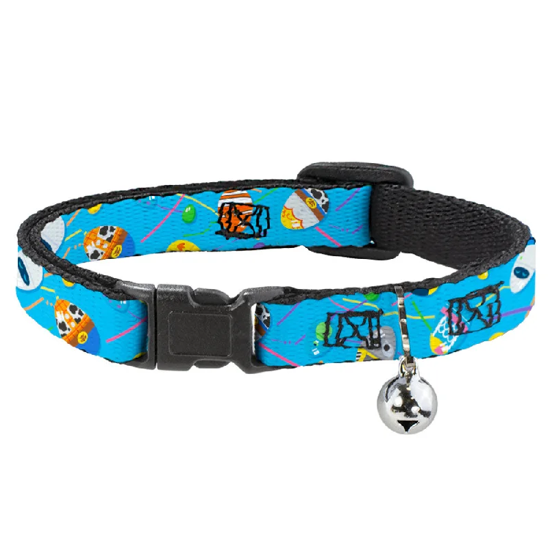 Cat Collar Breakaway with Bell - Pixar Holiday Collection Easter Egg Characters Scattered Blue