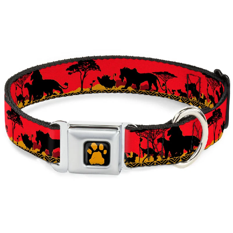 Lion King Paw Full Color Black Gold Seatbelt Buckle Collar - Mufasa & Simba JUST CAN'T WAIT TO BE KING/Family Silhouette