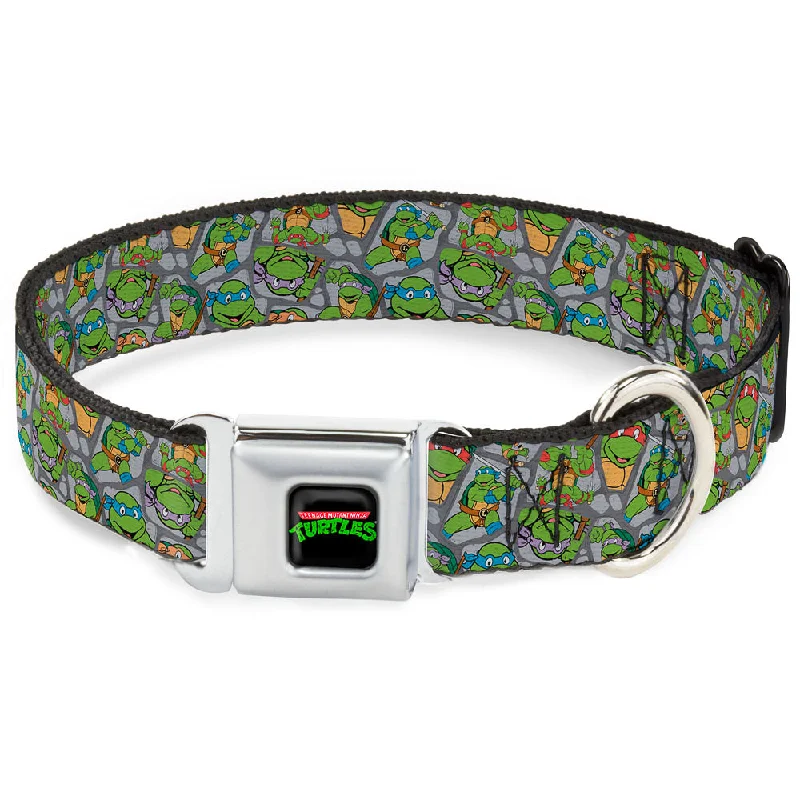 Classic TEENAGE MUTANT NINJA TURTLES Logo Seatbelt Buckle Collar - Classic Teenage Mutant Ninja Turtles Expression & Pose Turtle Shell Collage Lavender