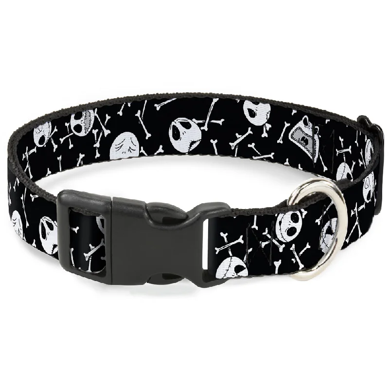 Plastic Clip Collar - Jack Expressions/Bones Scattered Black/White