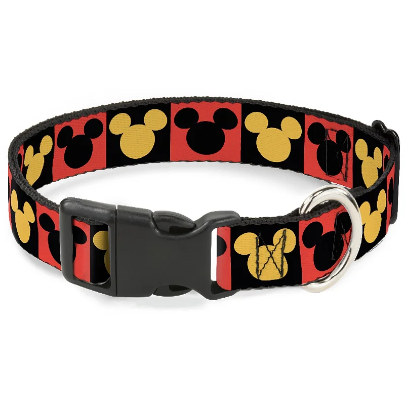 Plastic Clip Collar - Mickey Mouse Ears Icon Blocks Red/Black/Yellow