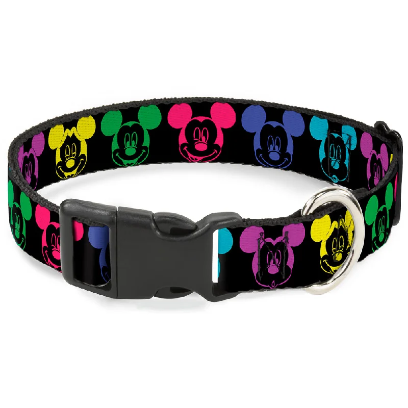 Plastic Clip Collar - Mickey Expressions Black/Multi Neon