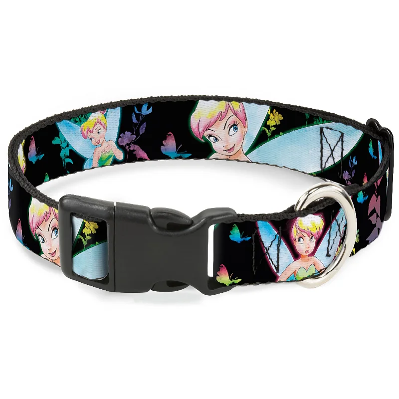 Plastic Clip Collar - Glowing Tinker Bell Poses/Butterflies & Flowers Black/Multi Neon