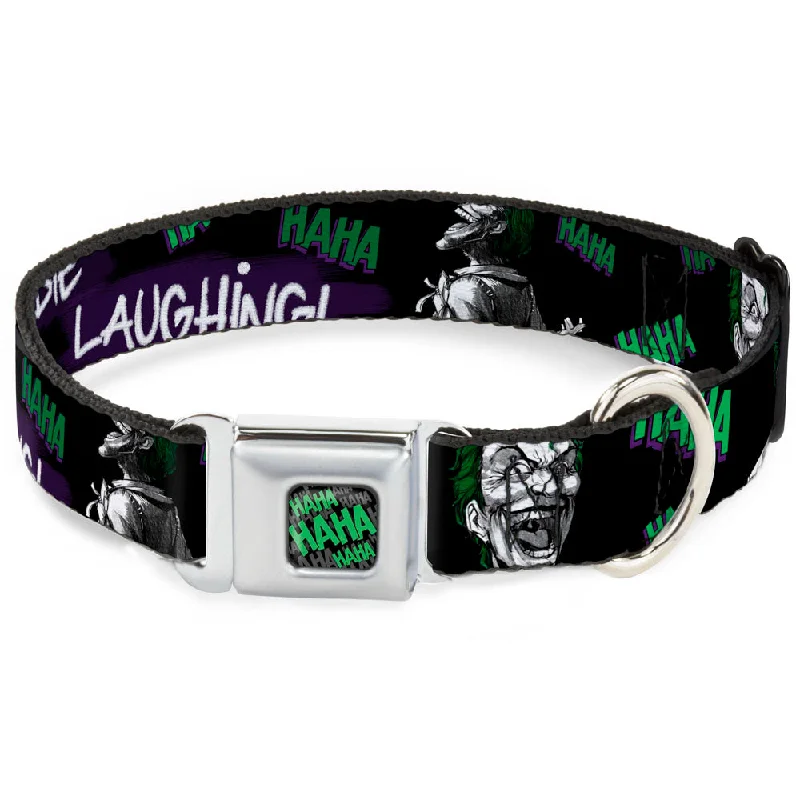 HAHA Stacked Black/Gray/Green Seatbelt Buckle Collar - Joker DIE LAUGHING! HAHA Black/Purple/Green