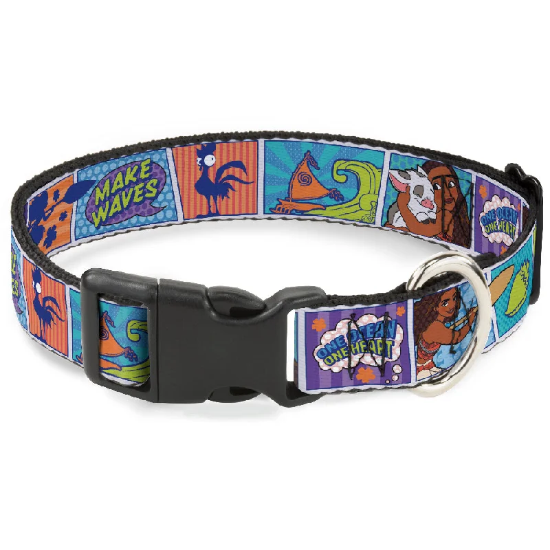 Plastic Clip Collar - Moana MAKE WAVES Scene Blocks Blues/Orange