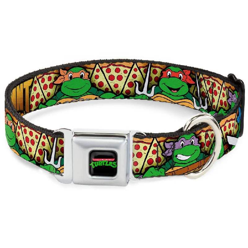 Classic TEENAGE MUTANT NINJA TURTLES Logo Seatbelt Buckle Collar - Classic Teenage Mutant Ninja Turtles Turtle Poses/Pizza Slices