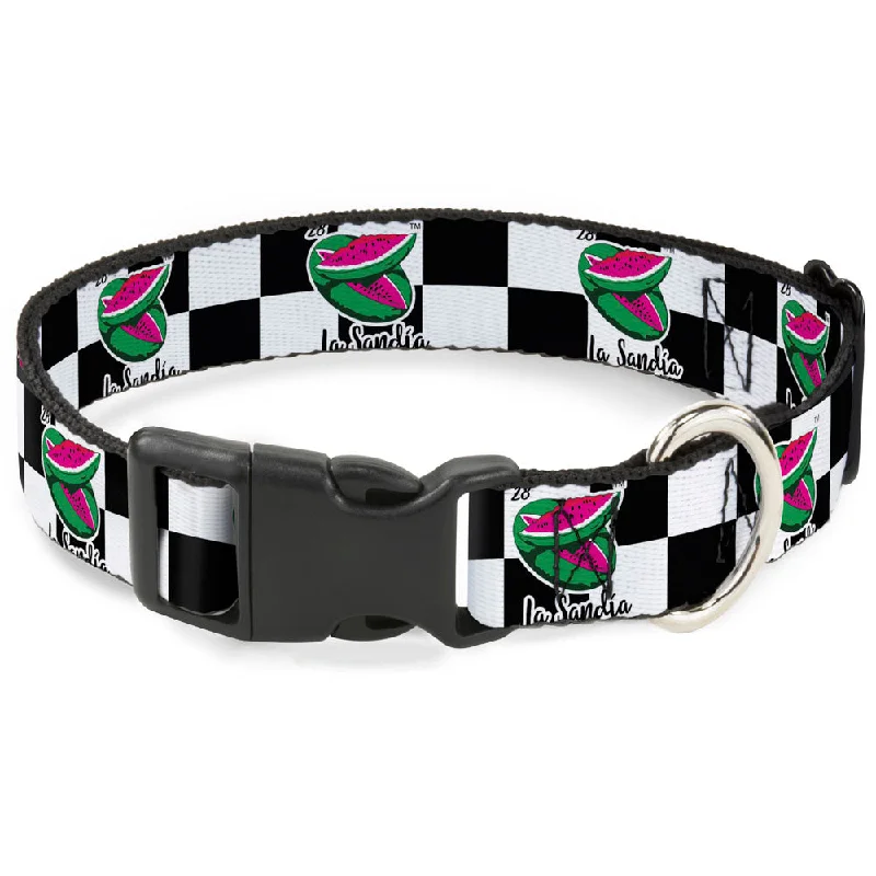 Plastic Clip Collar - Loteria LA SANDIA Watermelon Checker Black/White