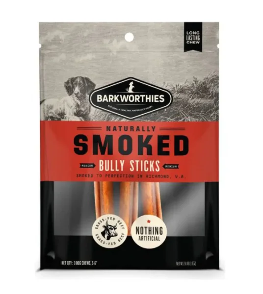 Barkworthies Smoked Bully Stick Standard 6" 3 pk