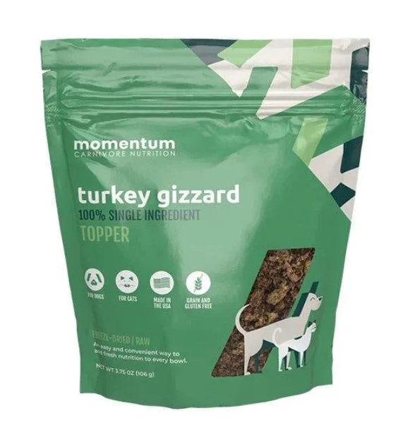 Momentum Single Ingredient Topper - Freeze-Dried Turkey Gizzard 3.75oz bag