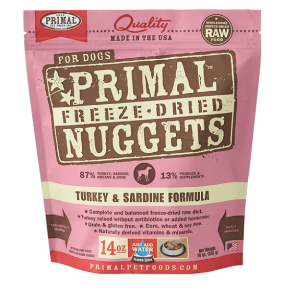 Primal Dog FD Nuggets Turkey & Sardine 14 oz.