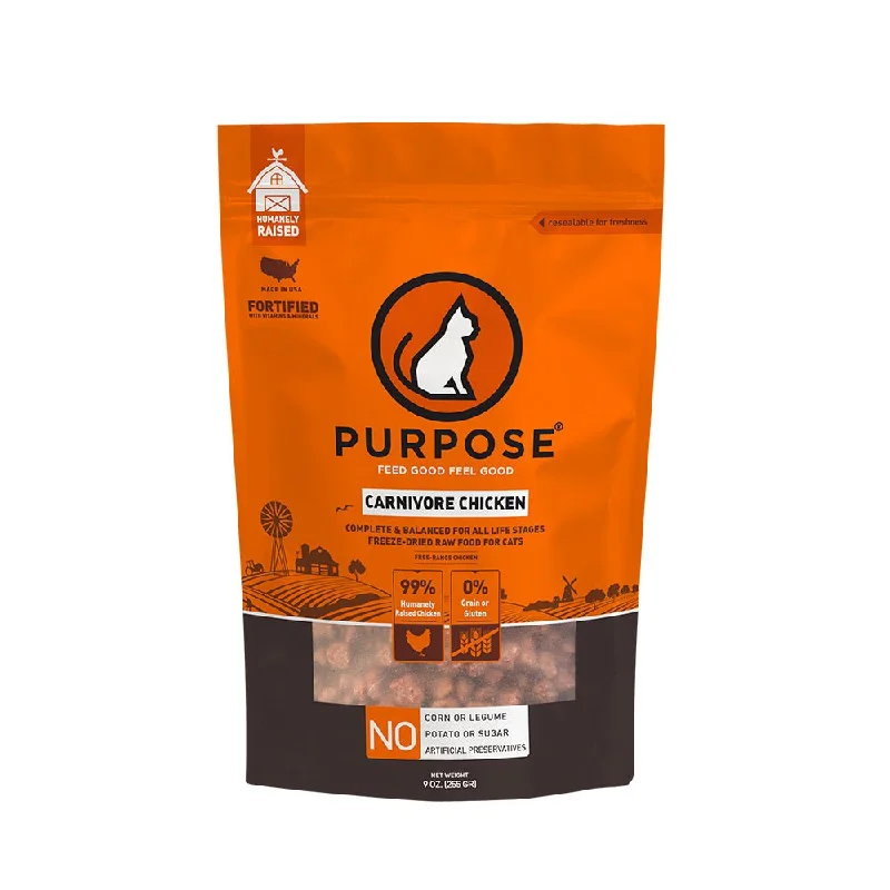 PURPOSE Freeze Dried Raw Cat Food - Carnivore Chicken Freeze 9 oz.