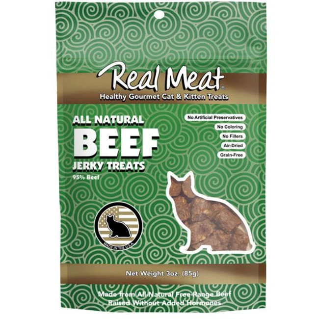 The Real Meat Company Beef Jerky Cat & Kitten Treats, 3-oz bag