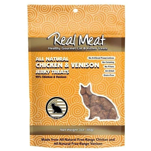 The Real Meat Company Chicken & Venison Jerky Cat & Kitten Treats, 3-oz bag