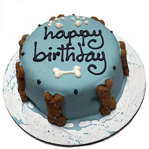 Classic Dog Birthday Cake Blue (Perishable)