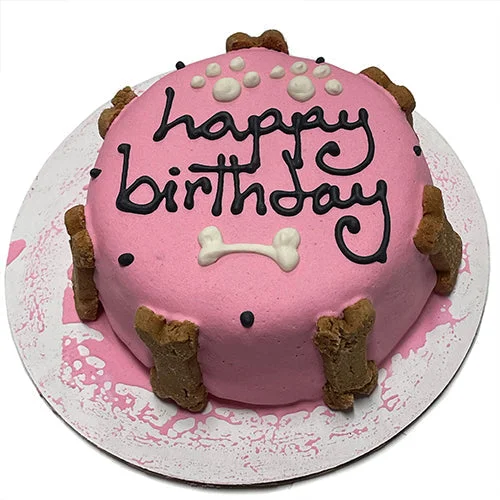 Classic Dog Birthday Cake Pink (Perishable)