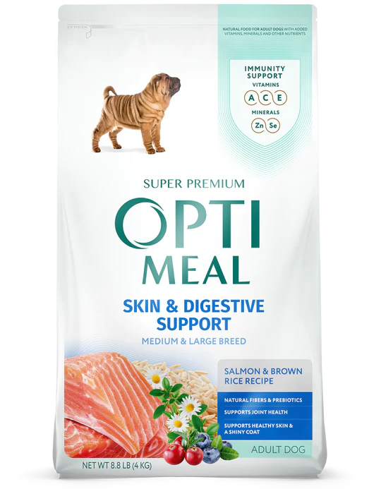 Opti Meal Skin & Digestive Support Adult Medium & Large Breed Salmon & Brown Rice Recipe