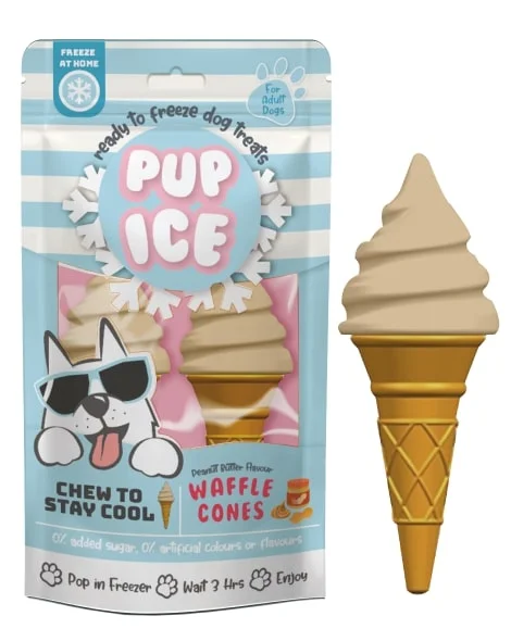 Pup Ice Waffle Cones Vanilla and Peanut Butter 2-Pack