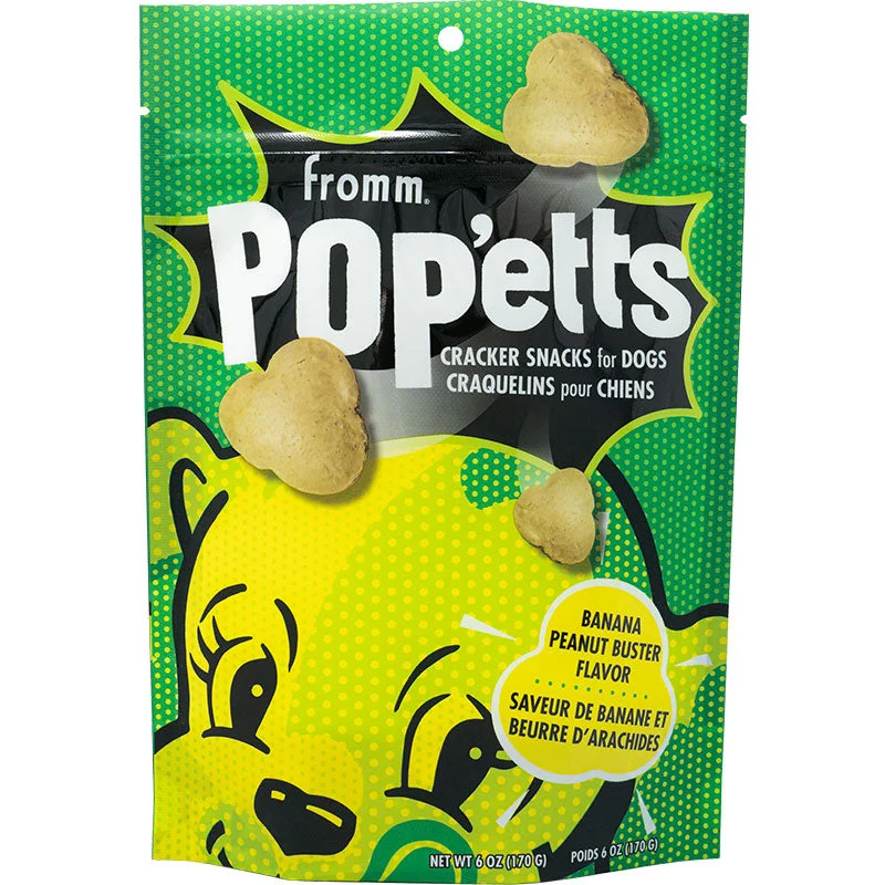 Fromm Dog Biscuits Popetts Cracker Snacks for Dogs - Banana Peanut Butter 6oz Bag