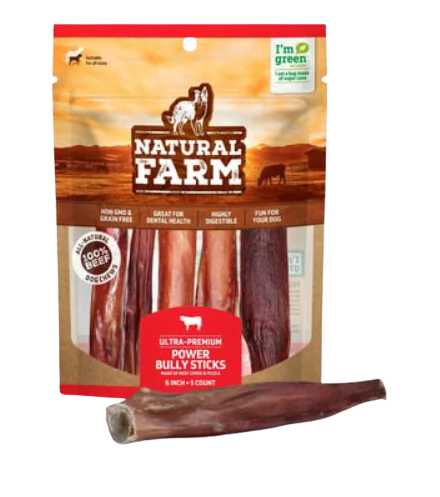 Natural Farm Power Bully Stick 6" 5-Pack Bag