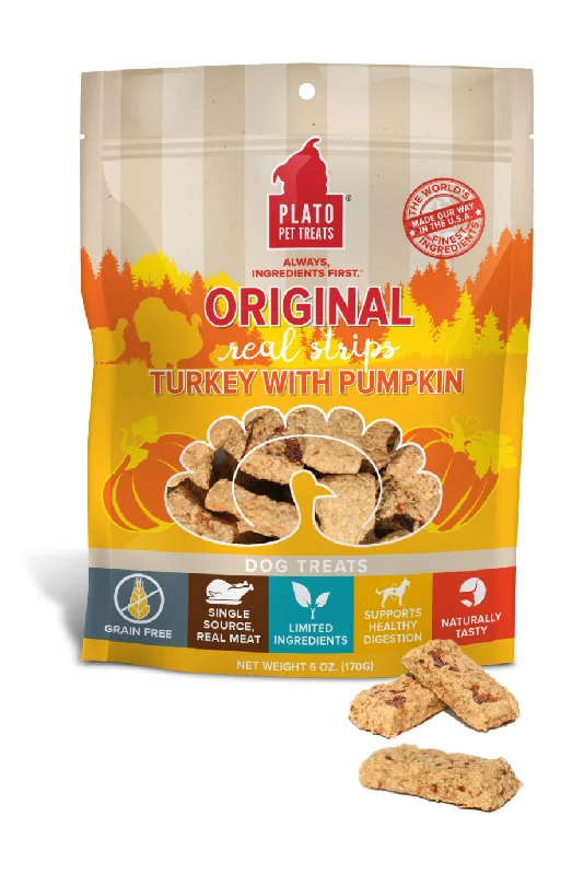 Plato Original Real Strips Turkey & Pumpkin 18oz Bag