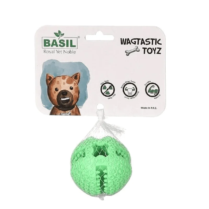 Basil Treat Dispensing Solid Chew Ball Toy for Dogs (Green)