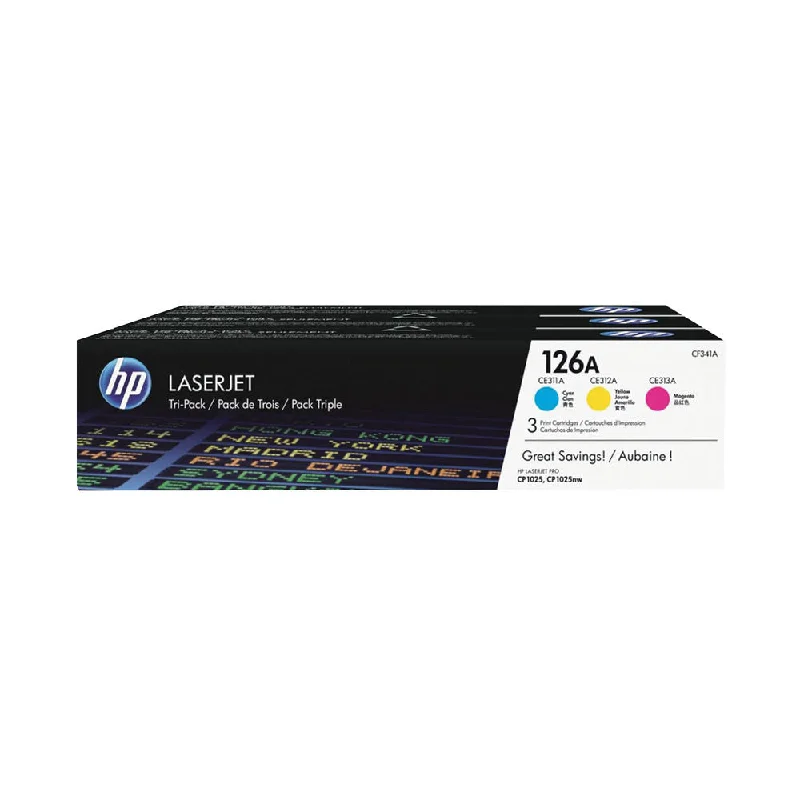 HP 126A Cyan/Magenta/Yellow Laserjet Toner Cartridge (Pack of 3) CF341A