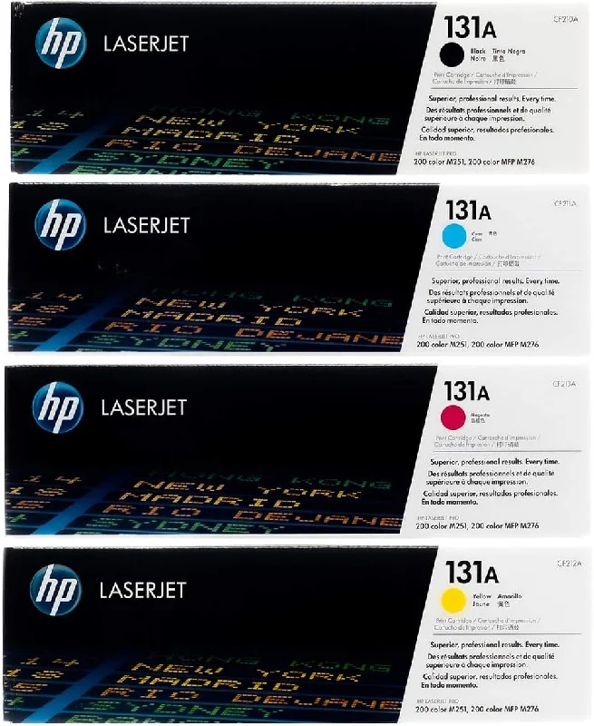 HP Original 131A LaserJet Toner Cartridges Black/Cyan/Magenta/Yellow, Multipack of 4 - CF210/1/2/3A