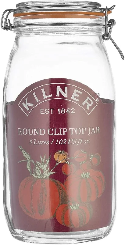 Kilner LARGE Branded 3 Litre Square Glass Clip Top Preservation Storage Jar.