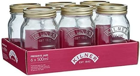 Kilner Round Glass Screw Top Lid Preservation Storage Jar, 0.5 L