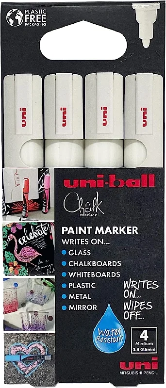 Uni-Ball UniChalk Chalk Marker Medium White (Pack of 4) 153494342