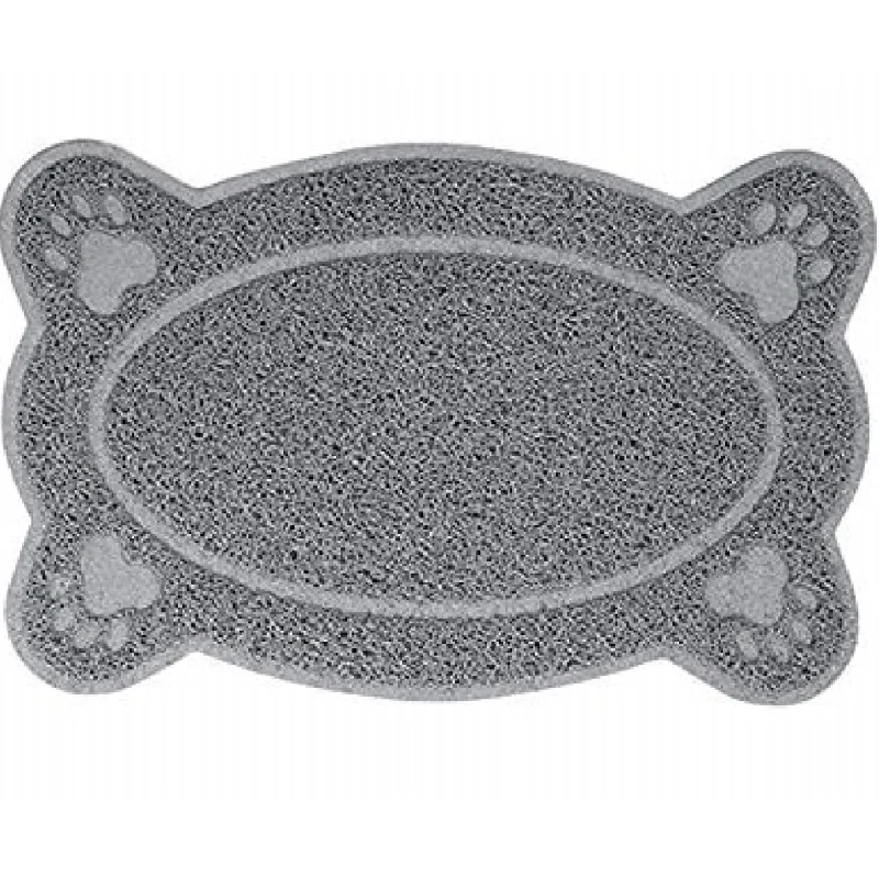 Emily Pets Oval Shaped Feeding Mat for Dogs and Cats (Grey)