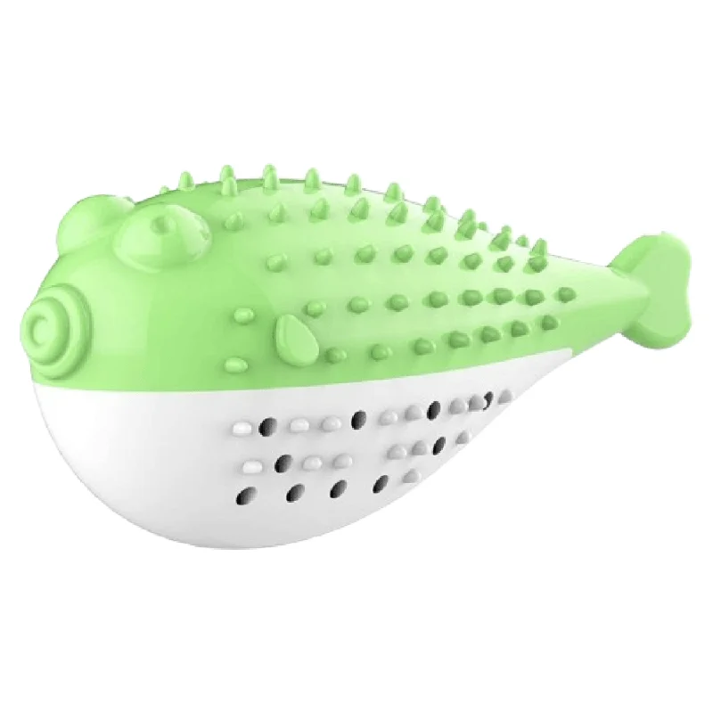 Emily Pets Puffer Fish Shaped with Catnip Toy for Cats (Green)