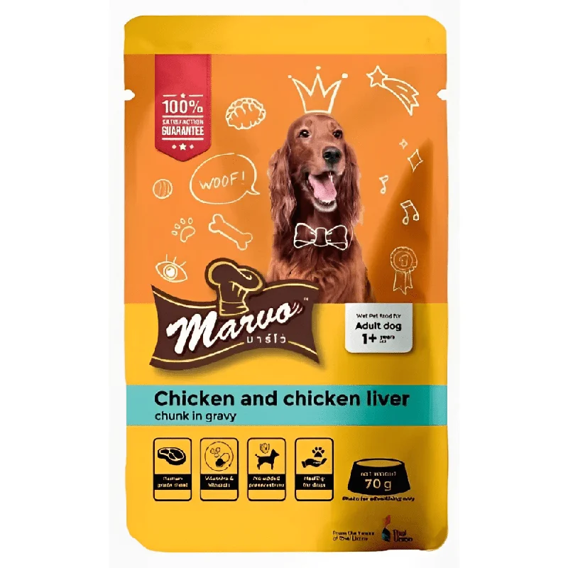 Marvo Chicken and Chicken Liver Chunk in Gravy Dog Wet Food