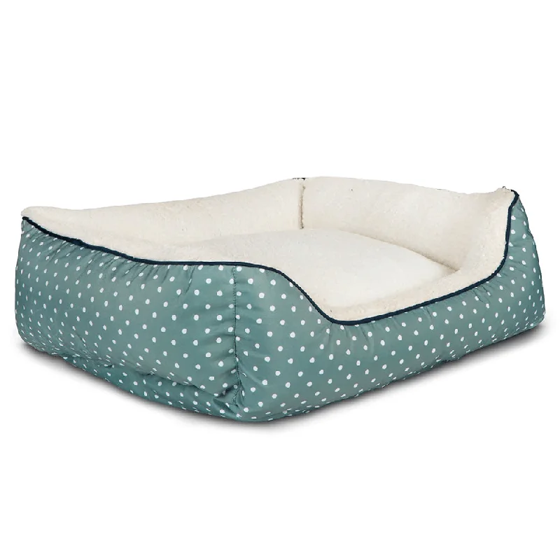 Pawpourri Polka Dot Cuddler Bed for Dogs (Teal)