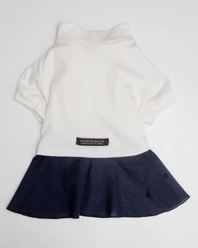 Soft Dog Dress in White & Navy (FINAL SALE)