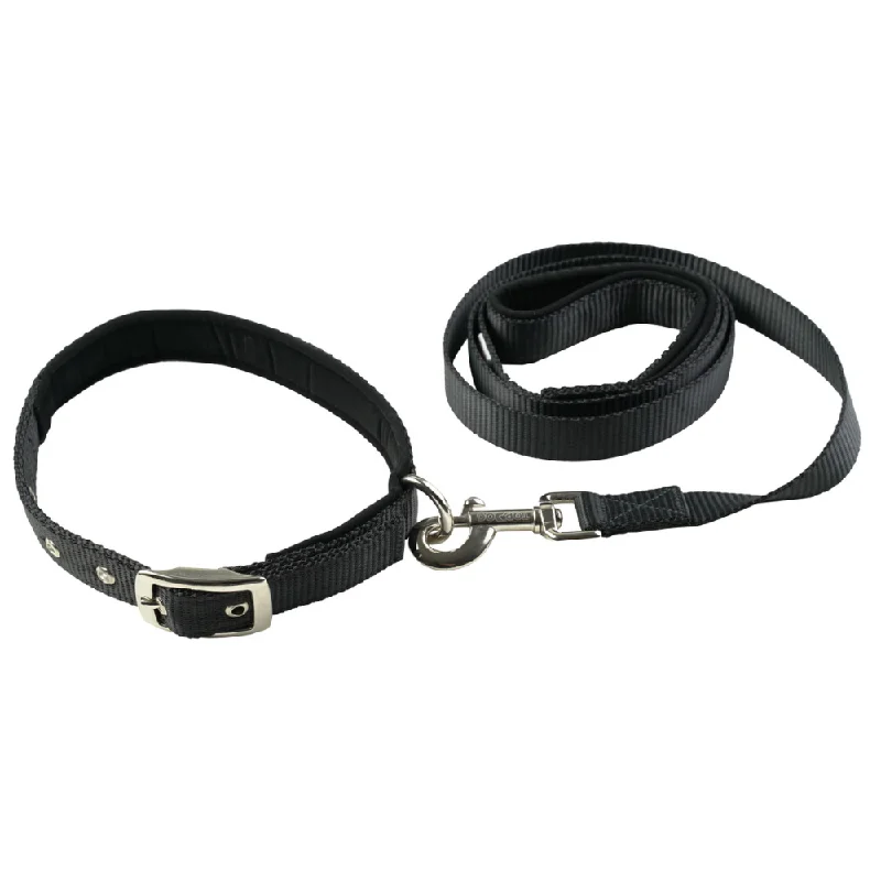 TopDog Premium Nylon Collar and Leash Set for Dogs (Black)