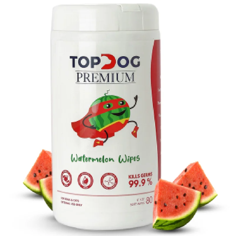 TopDog Premium Watermelon Sanitizing Wipes for Dogs and Cats