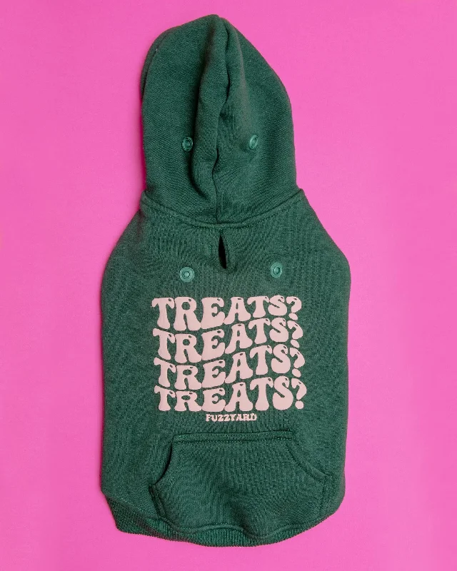 TREATS TREATS TREATS Dog Hoodie in Green (FINAL SALE)