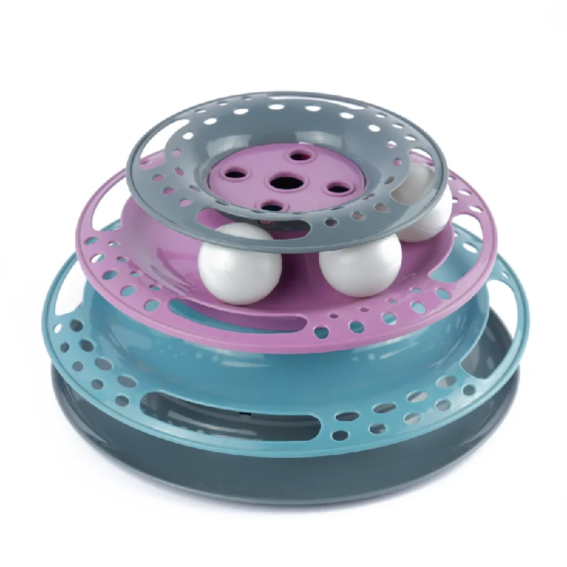 Trixie Circle Tower Catch the Balls Toy for Cats (Grey/Pink/Blue)