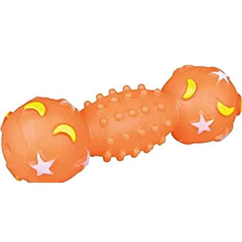 Trixie Moonlight Dumbbell Vinyl Toy for Dogs (Orange)