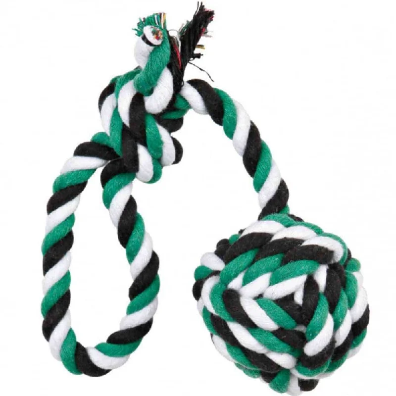 Trixie Playing Rope Loop with Woven in Ball Toy for Dogs (Black/Green/White)